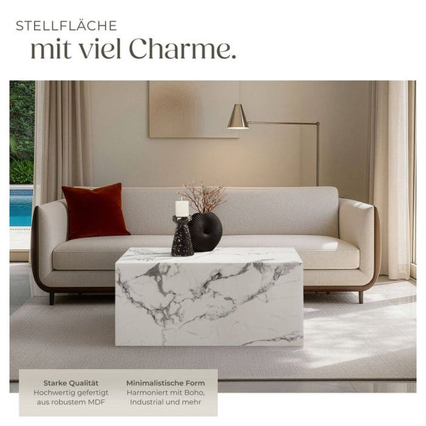 Couchtisch Lasley Marmor Optik weiß 90 x 50 x 40 cm