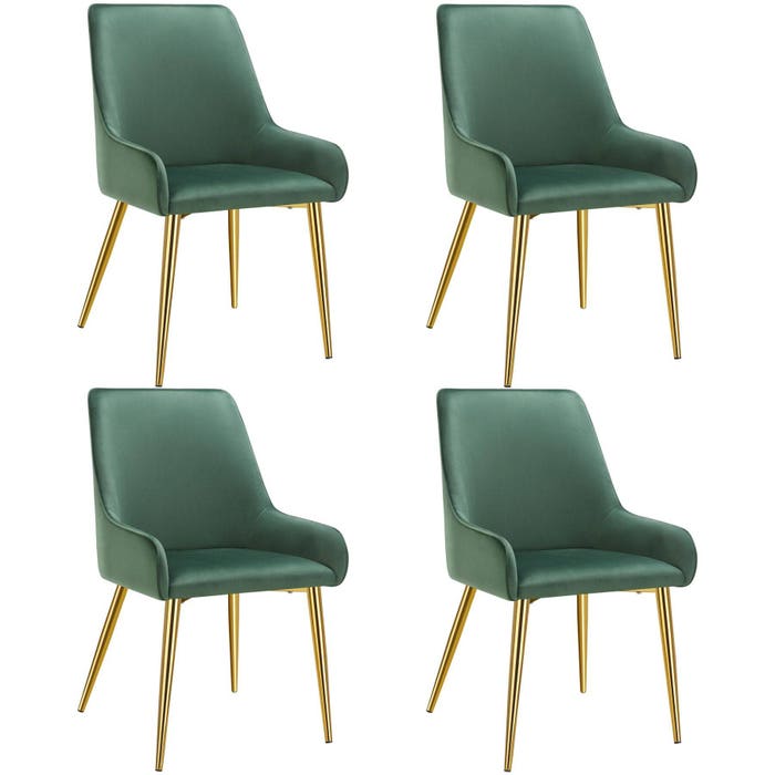Fauteuil rembourré Avane, aspect velours, capacité de charge 120 kg, vert, lot de 4