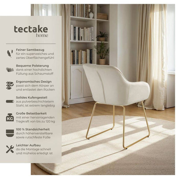 Esszimmerstuhl Jeane Samtoptik creme/gold 4er Set