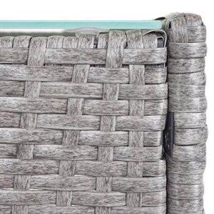 Poly-Rattan Gartentisch Halden, Beistelltisch Tisch mit Glasplatte ~ grau