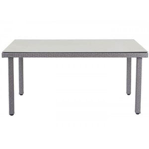 Poly-Rattan Gartentisch Cava, Esstisch Tisch mit Glasplatte, 160x90x74cm ~ grau