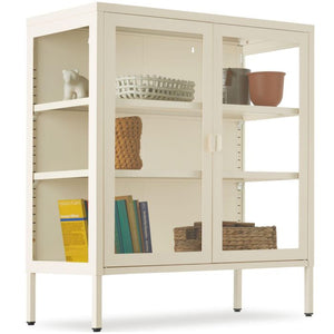 Metallvitrine Baker mit Glastüren creme