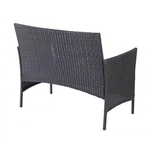 Poly-Rattan Garten-Garnitur HWC-D82, Sitzgruppe Lounge-Set ~ schwarz mit Kissen creme