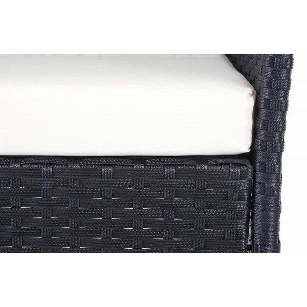 Poly-Rattan Garten-Garnitur HWC-D82, Sitzgruppe Lounge-Set ~ schwarz mit Kissen creme