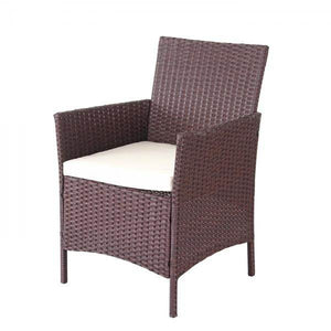 Poly-Rattan Garten-Garnitur HWC-D82, Sitzgruppe Lounge-Set ~ braun-meliert mit Kissen creme