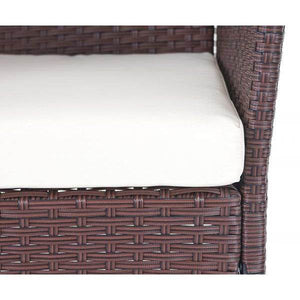 Poly-Rattan Garten-Garnitur HWC-D82, Sitzgruppe Lounge-Set ~ braun-meliert mit Kissen creme