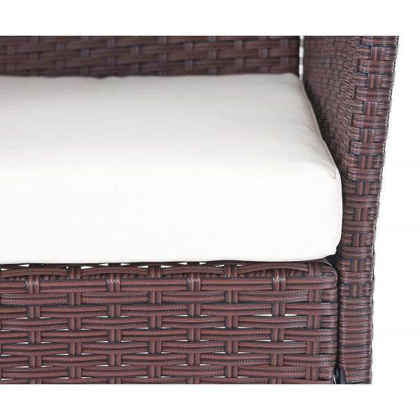 Poly-Rattan Garten-Garnitur HWC-D82, Sitzgruppe Lounge-Set ~ braun-meliert mit Kissen creme