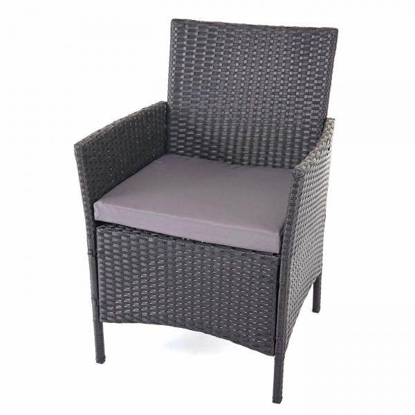 Poly-Rattan Garten-Garnitur HWC-D82, Sitzgruppe Lounge-Set ~ schwarz mit Kissen anthrazit