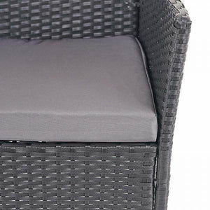 Poly-Rattan Garten-Garnitur HWC-D82, Sitzgruppe Lounge-Set ~ schwarz mit Kissen anthrazit