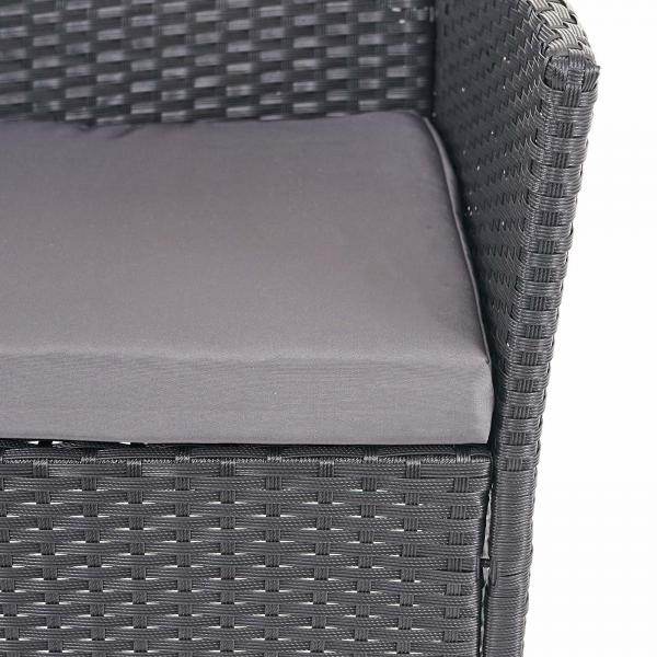 Poly-Rattan Garten-Garnitur HWC-D82, Sitzgruppe Lounge-Set ~ schwarz mit Kissen anthrazit