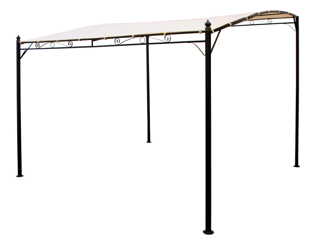 Anbaupavillon MANTOVA-XL 3x3 Meter, Stahl dunkel, Plane PVC-beschichtet écru