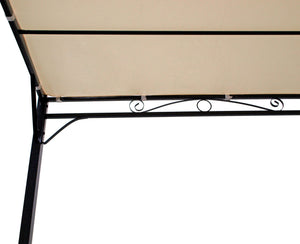 Anbaupavillon MANTOVA-XL 3x3 Meter, Stahl dunkel, Plane PVC-beschichtet écru