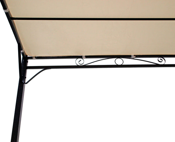 Anbaupavillon MANTOVA-XL 3x3 Meter, Stahl dunkel, Plane PVC-beschichtet écru