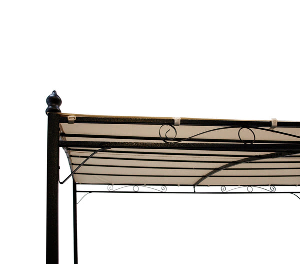 Anbaupavillon MANTOVA-XL 3x3 Meter, Stahl dunkel, Plane PVC-beschichtet écru