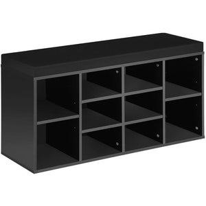 Schuhschrank mit Sitzkissen schwarz