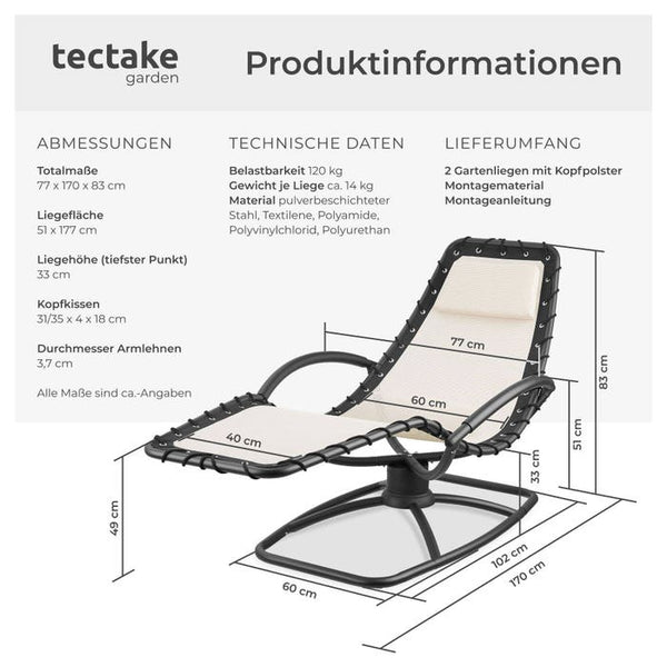 Gartenliege Toulon beige 2er Set