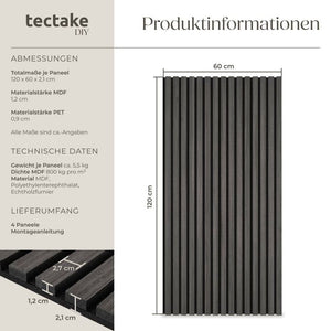 Akustikpaneele Sonic Wall Eiche schwarz 4er Set