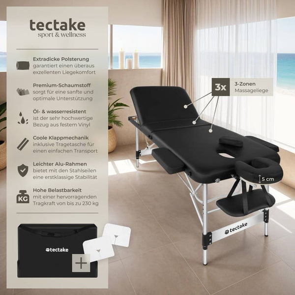 3 Zonen Massageliege Phuket schwarz