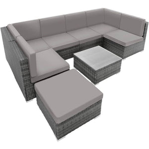 Rattan Lounge Venedig grau