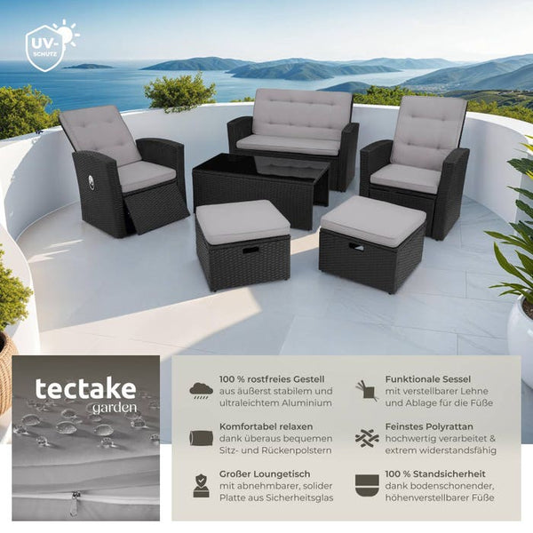 Rattan Lounge Bari - schwarz