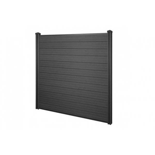WPC-Sichtschutz Sarthe, Windschutz Zaun, WPC-Pfosten ~ Basiselement, 1,95m anthrazit