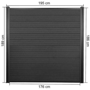 WPC-Sichtschutz Sarthe, Windschutz Zaun, WPC-Pfosten ~ 3er Set, 5,7m anthrazit