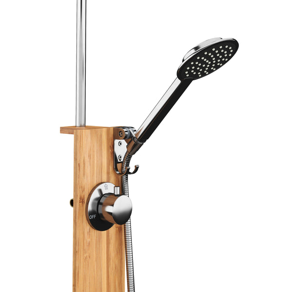 Douche de jardin en bois naturel