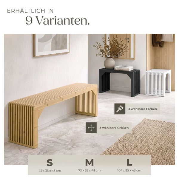 Sitzbank Ribb Lamellenoptik weiss 104 x 35 x 43 cm