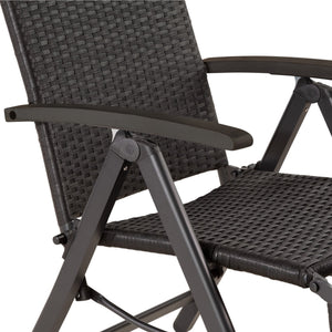 Rattanstuhl Brisbane klappbar mit Aluminiumgestell und Fussablage schwarz