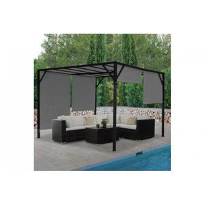 Pergola Baia, Garten Pavillon Terrassenüberdachung, stabiles 6cm-Stahl-Gestell + Schiebedach grau ~ 3x3m