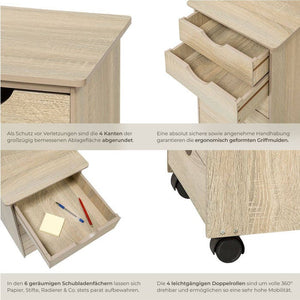 Rollcontainer aus Holz eiche/hell