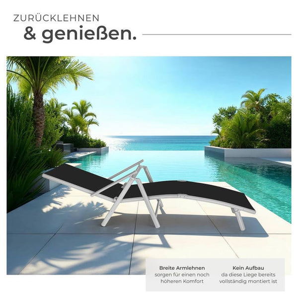 Gartenliege Marisol, 7-stufig schwarz/silber