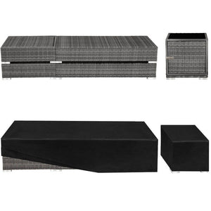 2 lettini prendisole in alluminio e polyrattan + tavolo grigio