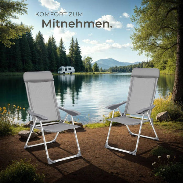 4 Aluminium Gartenstühle mit Kopfteil