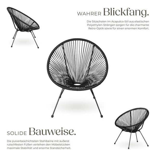 2 chaises de jardin Santana - noires 