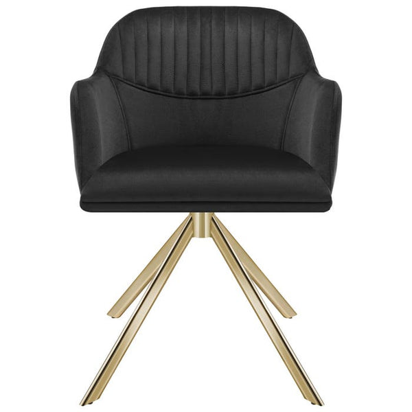 Samt-Drehstuhl Lona schwarz/gold 6er Set