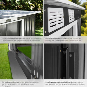 Gartenhaus mit Schrägdach grau/weiss