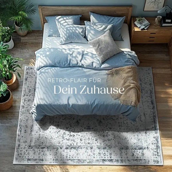 Vintage Teppich Aliya Kurzflor waschbar grau 160 x 230 cm