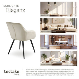 4er Set Stuhl Marilyn Samtoptik, schwarz/crème