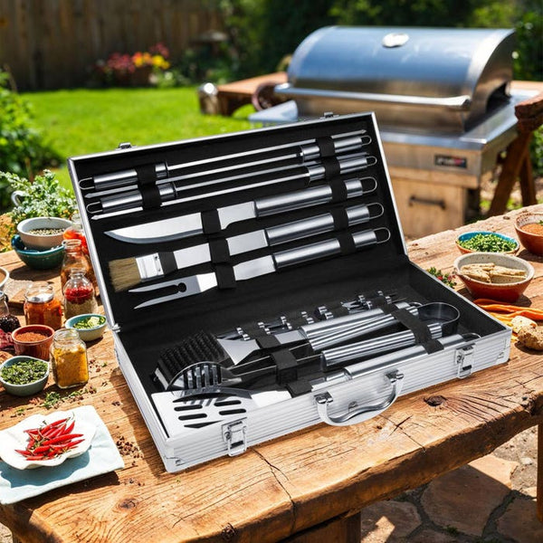 Grillbesteck aus Edelstahl 18-tlg.