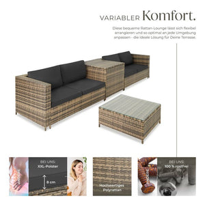 Rattan Lounge Siena natur/dunkelgrau