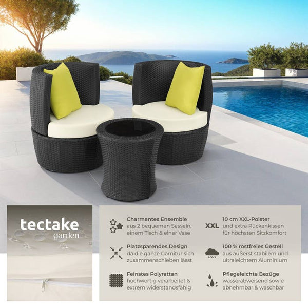 Aluminium Rattan Sitzgruppe Nizza schwarz