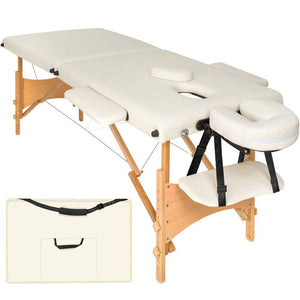 Lettino da massaggio a 2 zone con imbottitura da 5 cm, beige