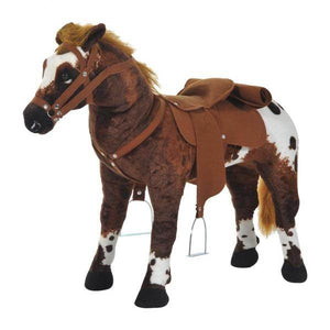 Spielpferd mit Sattel Metall, Plüsch 85 x 28 x 60 cm Braun