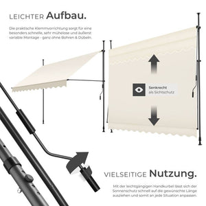 Klemmmarkise beige 300 x 180 cm