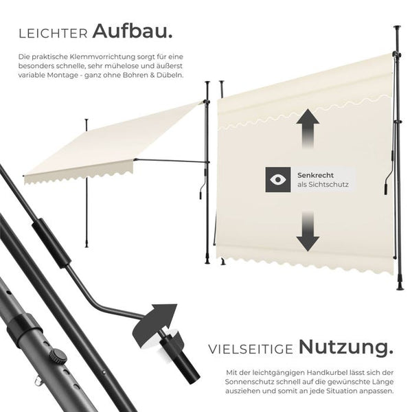 Klemmmarkise beige 300 x 180 cm