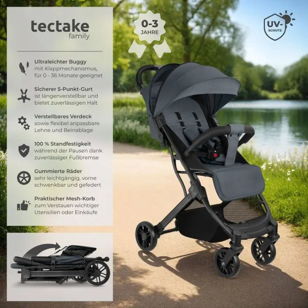 Buggy Kinderwagen Finn klappbar mit 5-Punkt-Gurt anthrazit