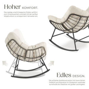 Schaukelstuhl Tami gepolstert mit Steppmuster beige