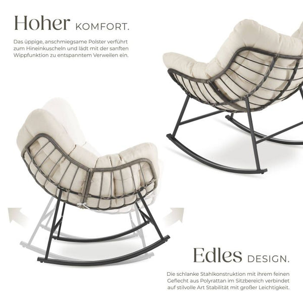 Schaukelstuhl Tami gepolstert mit Steppmuster beige