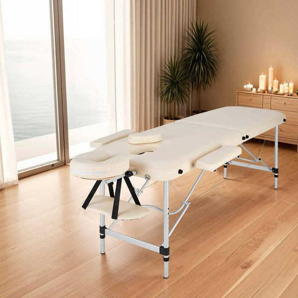 Lettino da massaggio a 2 zone con imbottitura, beige